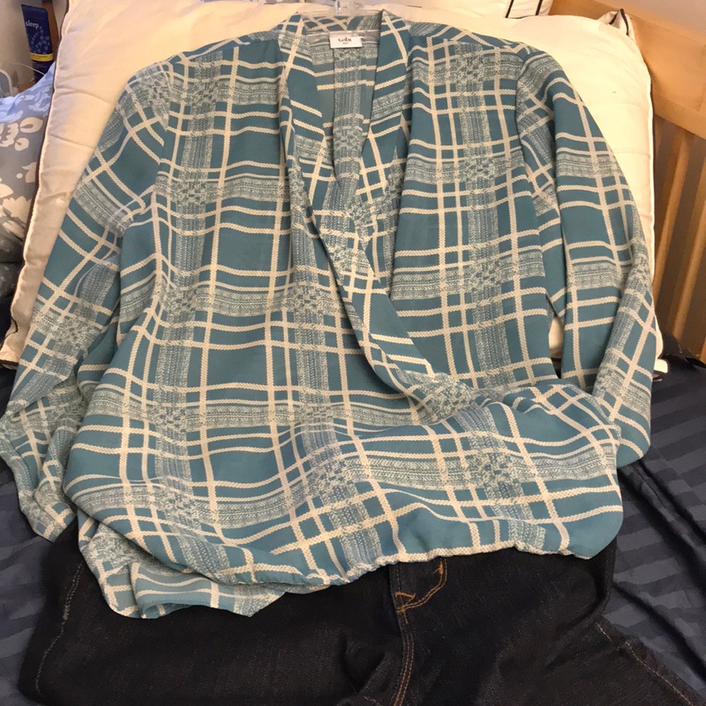 CAbi Windowpane Wrap Blouse